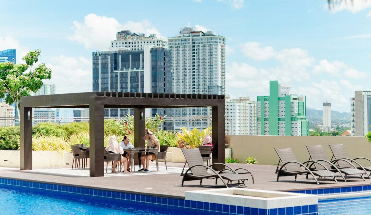 Cebu City condo rooftop pool with skyline view Philippines